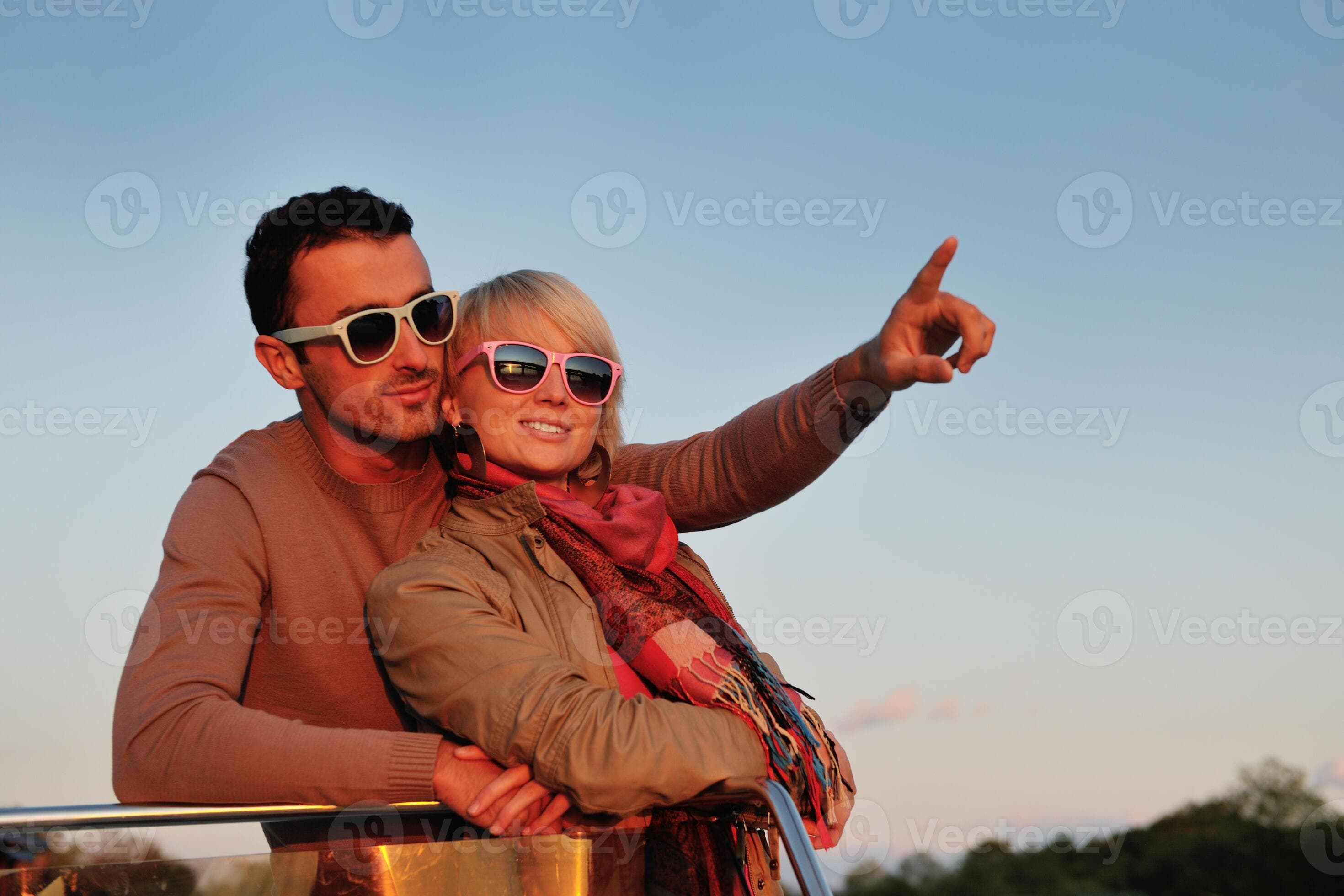 couple in love have romantic time on boat