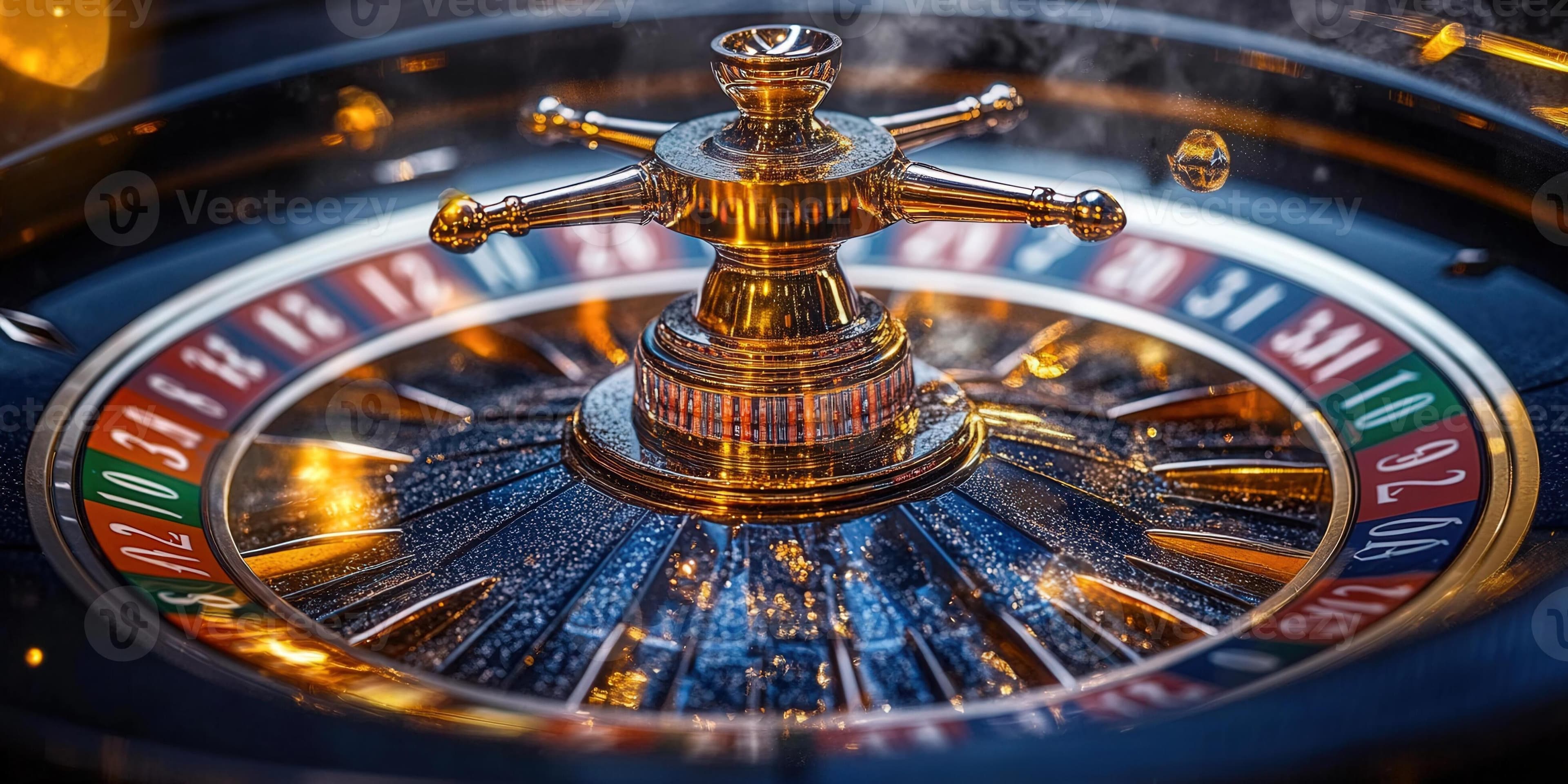 Intimate view of a luxurious roulette wheel, ready for a thrilling game of chance and betting.