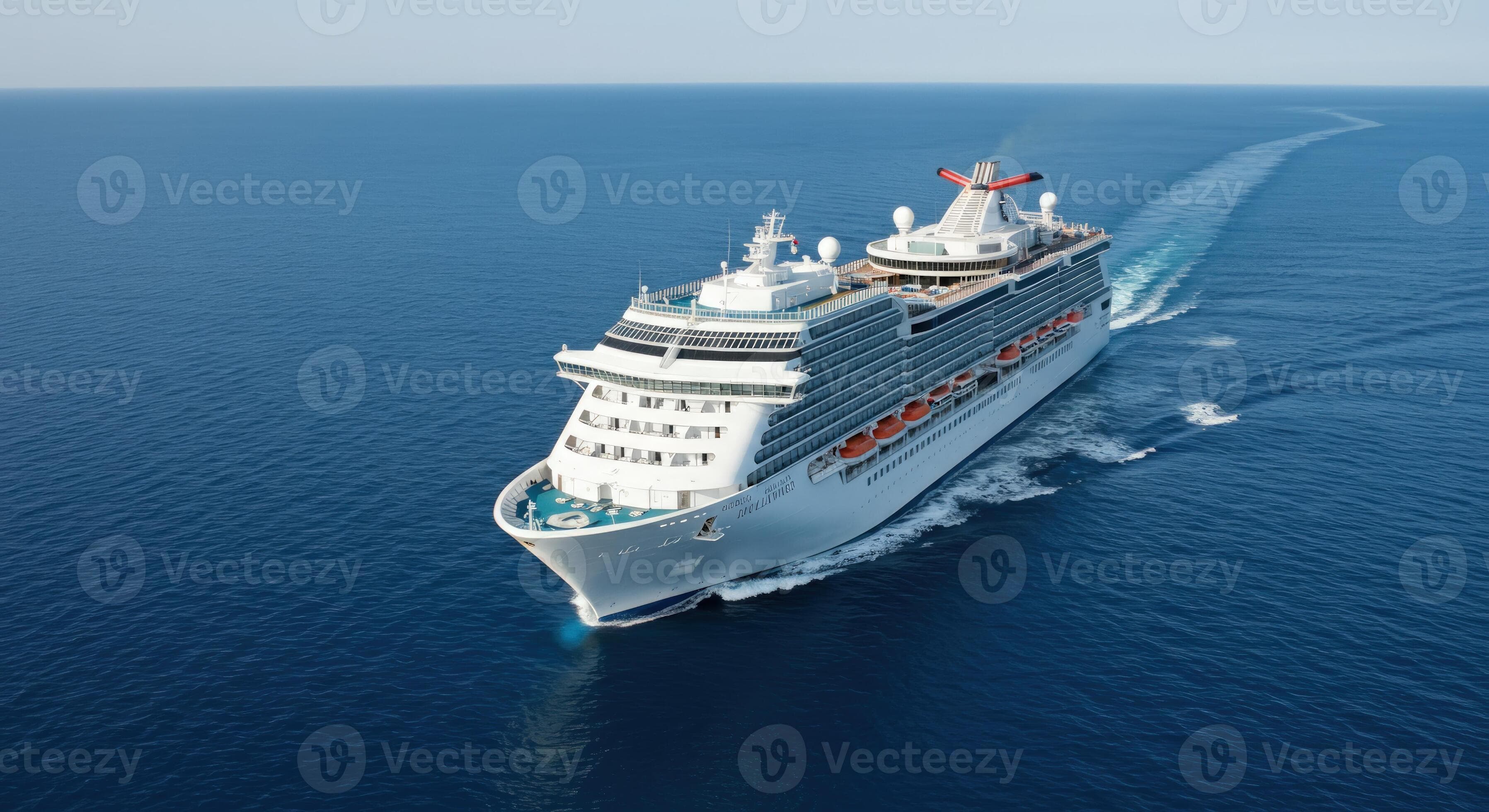 Cruise ship sailing on open water ocean