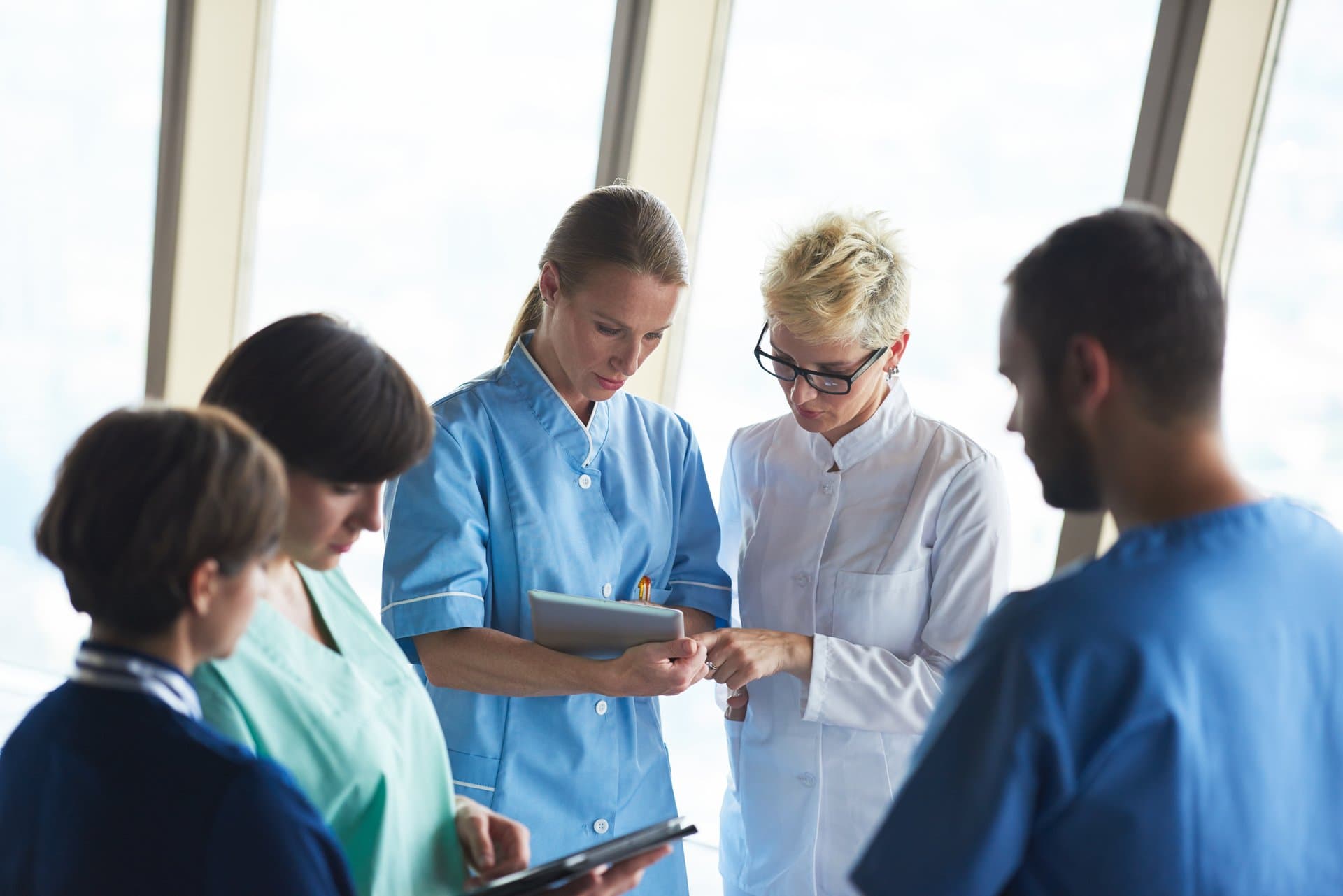 group of medical staff at hospital