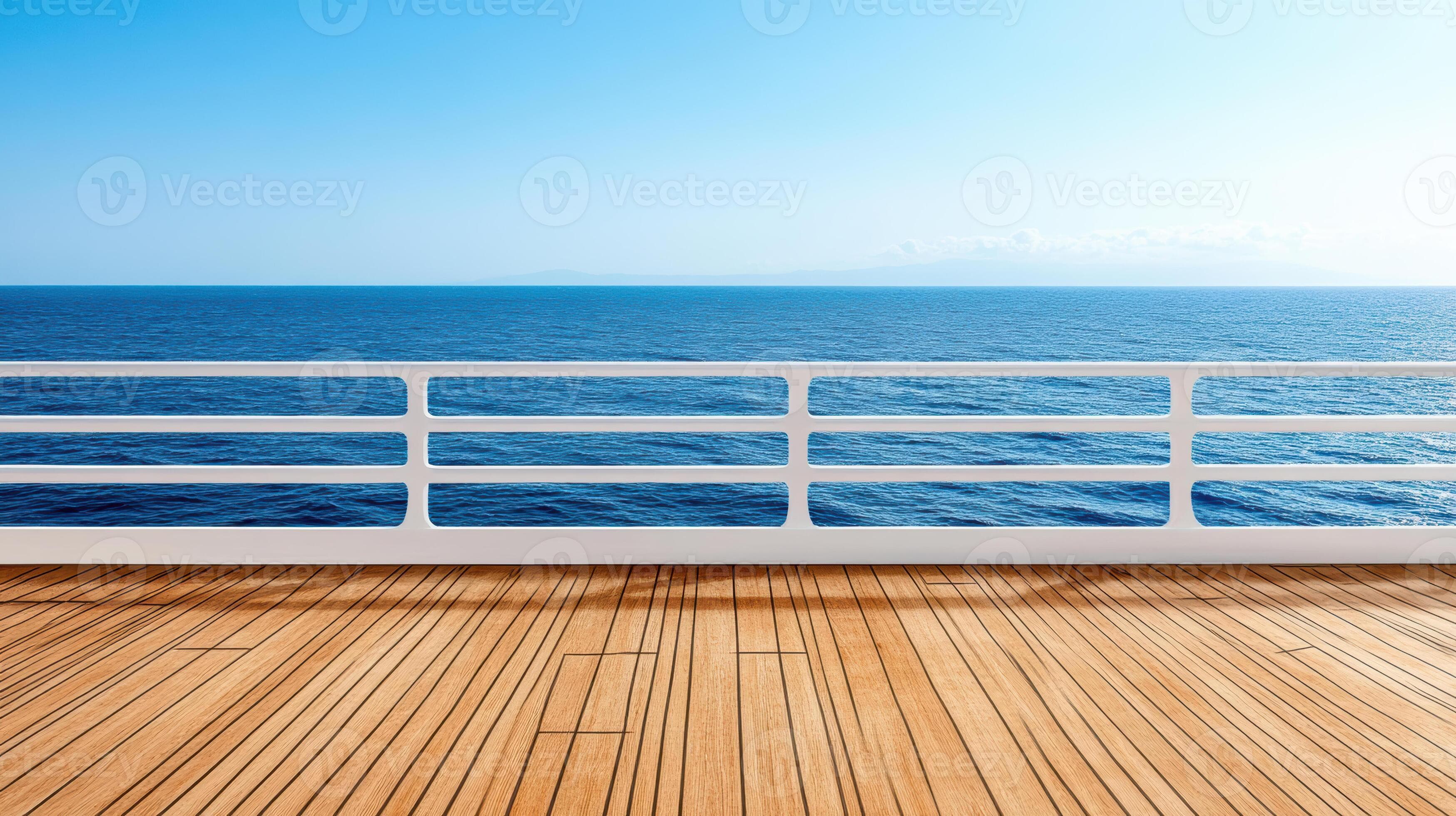 A deck on a cruise ship with a view of the ocean