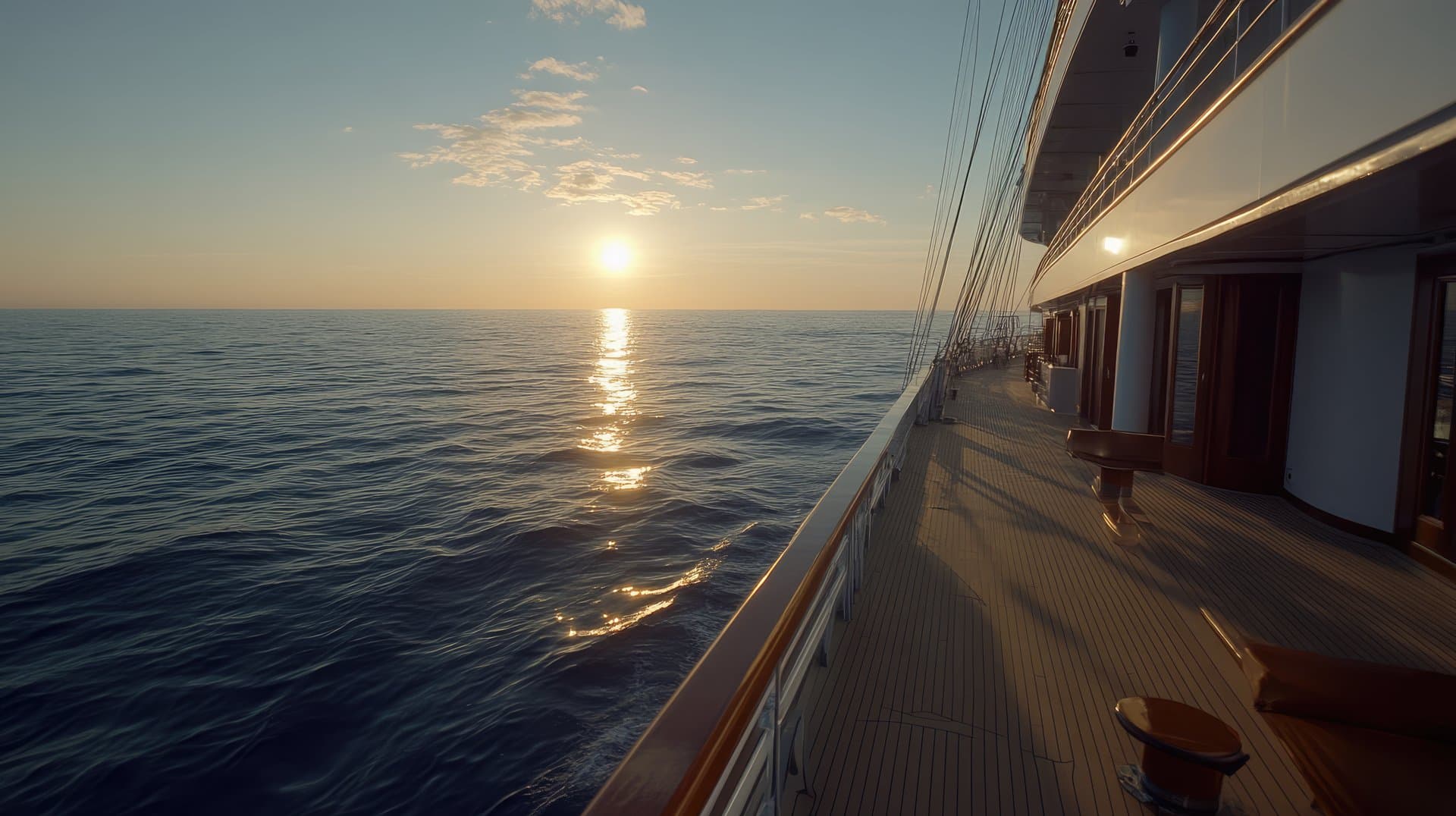 Ocean view from boat deck during sunset vacation travel