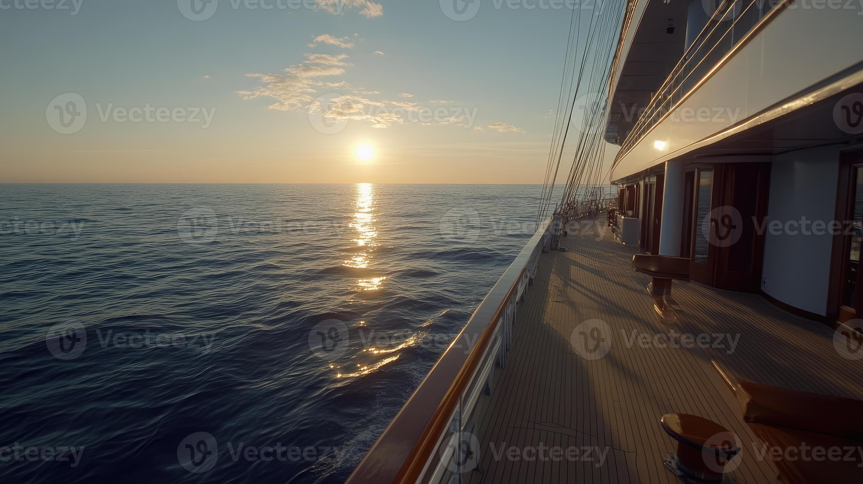 Ocean view from boat deck during sunset vacation travel