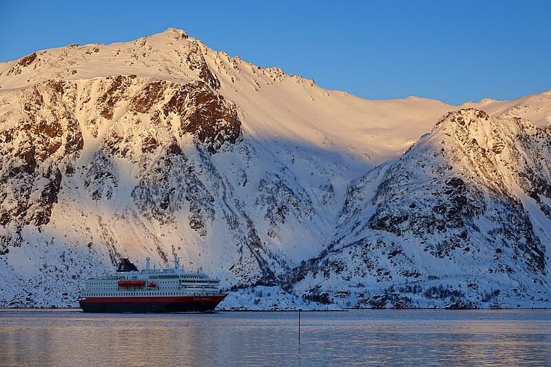 MS Kong Harald sailing from Bergen, Norway